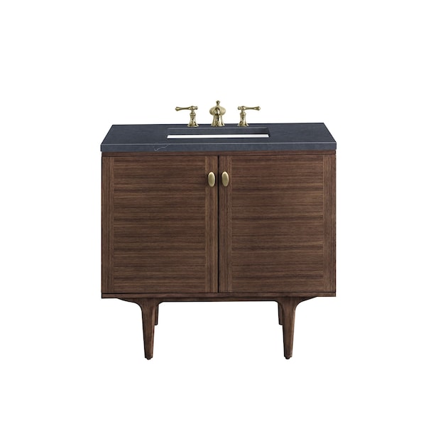 James Martin Vanities Amberly 36in Single Vanity, Mid-Century Walnut w/ 3 CM Charcoal Soapstone Top 670-V36-WLT-3CSP - main